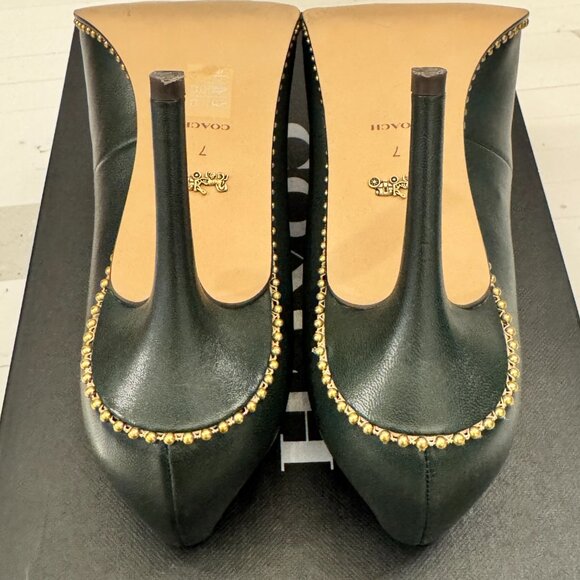Like New Coach Waverly Pump with Beadchain Amazon Green - Picture 10 of 13